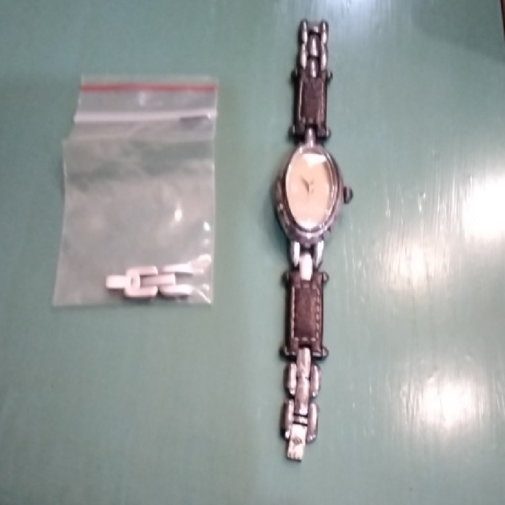 Silpada Distressed Silver and Brown Leather Watch